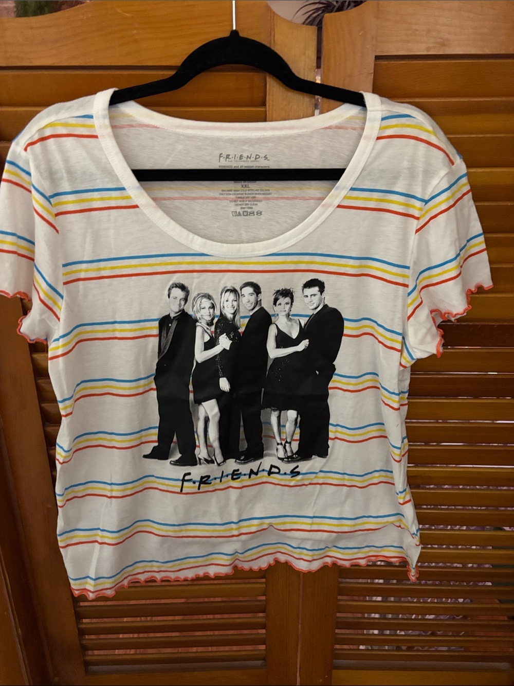 FRIENDS White Tee with Rainbow Stripes and Cast Photo